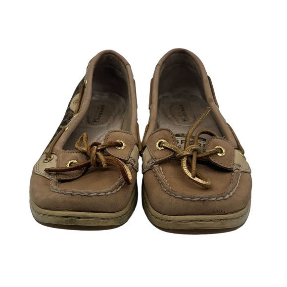 Sperry Top Sider Brown Angelfish Leopard Jacquard Boat Shoe Size 7.5 Women's - Picture 3 of 9